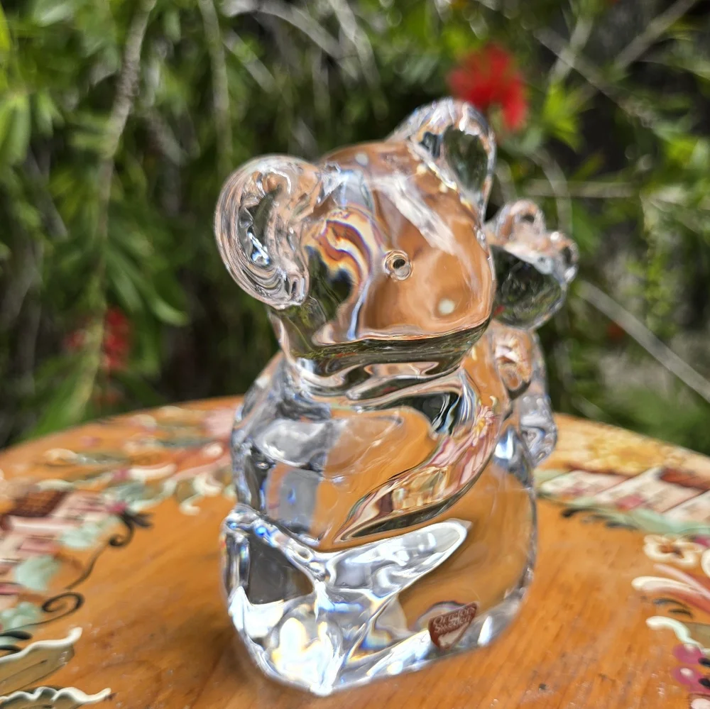 Vintage Orrefors Koala Panda‎ Bear Crystal Glass Figure Sweden Paperweight